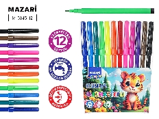 Фломастеры ТИГРЕНОК, 12 цв, вентилируемый колпачок, корпус круглый, ПВХ- упаковка с европодвесом