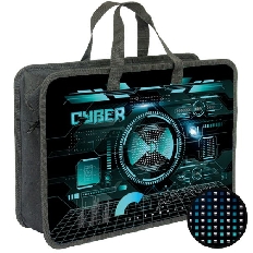 ПТ-18-12 Киберпространство- папка печать на пластике с ручками, дизайн с двух сторон