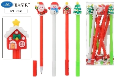 Шариковая ручка: детская; "НОВОГОДНИЕ"; цветной корпус /ассорти/, съёмный прорезиненный наконечник-Д