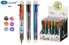 Авторучка 6-ти цветная: прозрачный корпус, 0,7 mm.