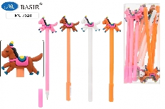 Шариковая ручка: детская; "ГОД ЛОШАДИ"; цветной корпус /ассорти/, съёмный прорезиненный наконечник-Л