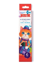 Карандаши цветные пластик., 6 цв., европодвес КЦ6-01