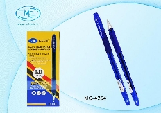 Ручка шариковая МС-4254 с чернилами на масляной основе:тонированный синий пластик.корпус,резиновый д