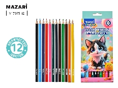 Карандаши цветные деревянные КОТИК, 12 цв., шестигранный корпус, d грифеля=2,65 мм, картонная упаков