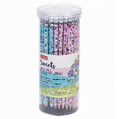 Карандаш чернографитн. Hatber круглый корпус 72шт. -Sweets- "HB" с ластиком заточен.  в Пласт.тубе