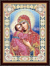 Алмазная мозаика 30х40 см с подрамником c част. зап. (блест)  Икона Божией Матери №6 (Арт. BH034)