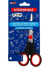 TM"Profit"Ножницы канцелярские 13 см(НЖ-6969) сталь.лезв.,двухцв.прорезин.кольца, в карт.бл,кратн 12