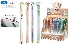 Шариковая ручка: с поворотным механизмом+стилус; цветной-металлик корпус /ассорти/, наконечник-ЛАПКА