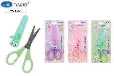 Ножницы детские с пластиковыми ручками, длина ножниц 13,5 см, лезвие 6,5 см в пластиком чехле, в бли