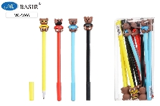 Шариковая ручка: детская; "МИШКА"; яркий, цветной  корпус /ассорти/, съёмный прорезиненный наконечни