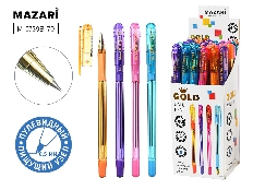 Ручка шариковая GOLD, СИНЯЯ, пулевидный пиш.узел 0.5мм, корпус пластиковый полупрозрачный ассорти 4