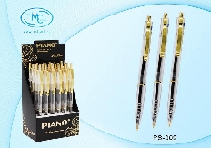 Автоматическая шариковая ручка:"Piano" с чернилами на масляной основе, прозрачный корпус, клип золот