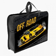 ПТ-14-4  Спорткар жёлтый  - папка печать на пластике А4 с ручками(тесьма), дизайн с двух сторон