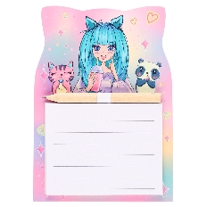 Блок для записей 14*10 40л склейка на магните 232264 Anime Girl КОКОС