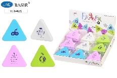 Ластик: цветной, треугольной формы, с мелким рисунком /ассорти/; 5*5*5 см, в индивидуальной упаковке
