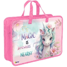 ПТ-18-10 Нежная единорожка- папка печать на пластике с ручками, дизайн с двух сторон