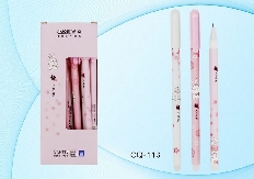 Ручка пишет-стирает гелевая : "ЗАЙЧИК"; цветной /розовый и белый/с рисунком корпус; толщина пишущего
