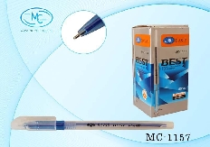 Ручка шариковая: на масляной основе, белый полупрозрачный корпус, синий держатель, цвет чернил-синий