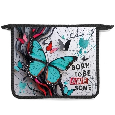 ПТ- 73 Бабочка аквамарин -папка д/тетр. А5 на молнии, дизайн с двух сторон