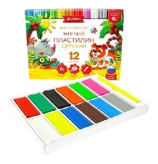 Пластилин детский классический  повышенной мягкости  12 цветов ПЛ12Д