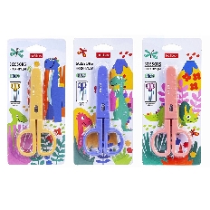 Ножницы Детские 13.5см в чехле  Hatber -Dino- ассорти,  в инд.упак.с европодвесом