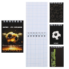 Блокнот А7 (68*102) 40л клетка дв спир обл мягк карт КОКОС Футбол 261885 ассорти 4 вида