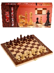Игра 3 в 1 дерево лакиров(нарды,шашки,шахматы)(29х14.5х3см) фигуры дерево в коробке (Арт. AN02596)