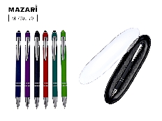 Ручка в футляре шариковая автоматическая LINES, СИНЯЯ, пулевидный пиш. узел 0.7 мм, корпус металличе