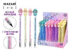 Карандаш вечный ЗУБАСТИК, с кристаллами внутри корпуса, 4 цвета корпуса в ассортименте, ПВХ-упаковка