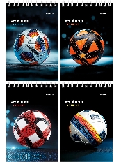 БЛОКНОТ А6 40л. на гребне РАЗНЫЕ ФУТБОЛЬНЫЕ МЯЧИ-5 (Б40-7023) ассорти, цвет.мелов.обл, офсет, клетка