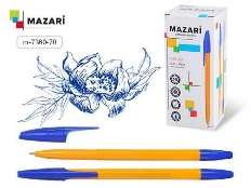 Ручка M-7360-70 шариковая NOTUM, СИНЯЯ,игольч. пиш.узел 0.8 мм,шестигран.желтый пласт.корпус,cменны
