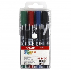Набор маркеров перманентных 4цв 1,5-2мм KLERK Basic 212740 синий черный красный зеленый