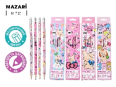 Карандаш чернографитный деревянный ЗАЙКИ, НВ, с ластиком, корпус шестигранный, картонная упаковка