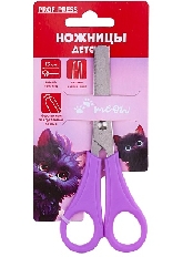 Ножницы детские 13 см. ЧЕРНЫЙ КОТИК (НЖ-1095) пластиковые кольца, в блистере, кратно 24