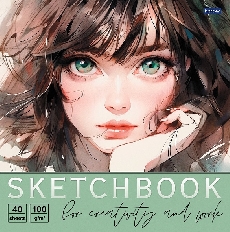 "Premium" Блокнот SketchBook 40л 220х220мм без линовки 100г/кв.м отрывная склейка глянц.ламин.тиснен