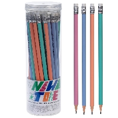 Карандаш чернографитн. Hatber NEWtone трехгран.корпус пластиковый 48шт. Ассорти "HB" с ластиком зато