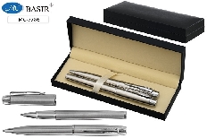 Подарочный набор: 2 металлические ручки ( с поворотным механизмом и ручка с колпачком), объёмный сер