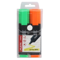 Набор текстовыделителей 2цв 1-5мм KLERK Basic 216703 зел оранж