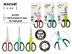 Ножницы офисные, MIX, 135 мм, лезвия из нержавеющей стали, пластиковые ручки с эргономичными вставка