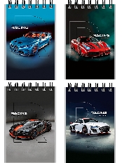 Блокнот А7 40л. на гребне КРАСИВЫЕ АВТОМОБИЛИ - 9 (Б40-9322) обл.-мел.кар, бл-офс,в клетку