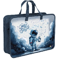 ПТ-18-10 Космонавт и звезда- папка печать на пластике с ручками, дизайн с двух сторон