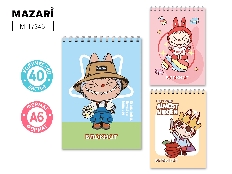 Блокнот А6, 40 л., обложка картон, блок офсет, клетка, на спирали, ассорти 3 дизайна