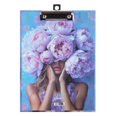 Планшет с зажимом А4 мат ламин 3мм FIORENZO Девушка с пионами 252854