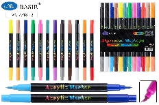 Набор маркеров-акриловые: двухсторонние /два цвета в одном/, с мягкой кистью, на водной основе, толщ