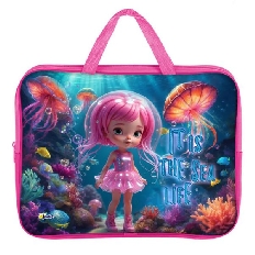 ПМД 4-20 Девочка медуза - папка менеджера А4(ручка - тесьма),п/э с диз. широкая боковинка,350х265x80