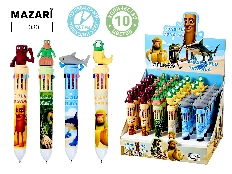 Ручка шариковая автоматическая ИТАЛ.МЕМ, 10 цветная, пулевидный пиш.узел 0.7мм, корпус пластиковый ц