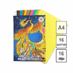 Набор для детского творчества из цветного флуоресцентного и немелованного картона "Жар-Птица" А-4 16