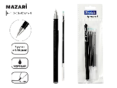 Ручка гелевая TINTA, ЧЕРНАЯ + 4стержня, пишущий узел 0.5 мм, цветной пластиковый корпус, сменный сте