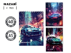 Блокнот А5, 40 л., обложка картон, блок офсет, клетка, на спирали, ассорти 3 дизайна