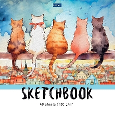 "Premium" Блокнот SketchBook 40л 220х220мм без линовки 100г/кв.м отрывная склейка глянц.ламин.тиснен